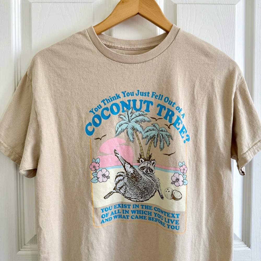 Quirky existential raccoon graphic tee